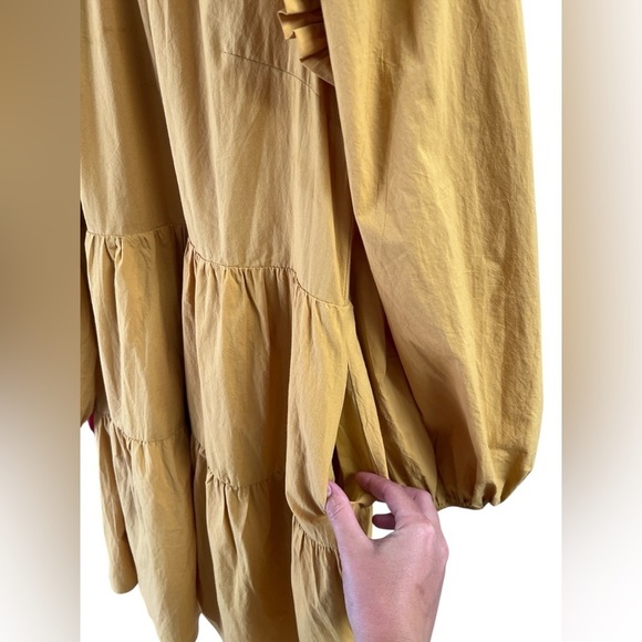 Moodie yellow long sleeve mini ruffled dress - Picture 3 of 6